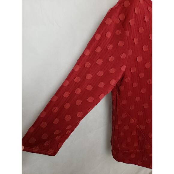 EUC Niche Nilgun Derman Red Polka Dot Lagenlook Long Sleeve Shirt Size XL - Picture 2 of 7